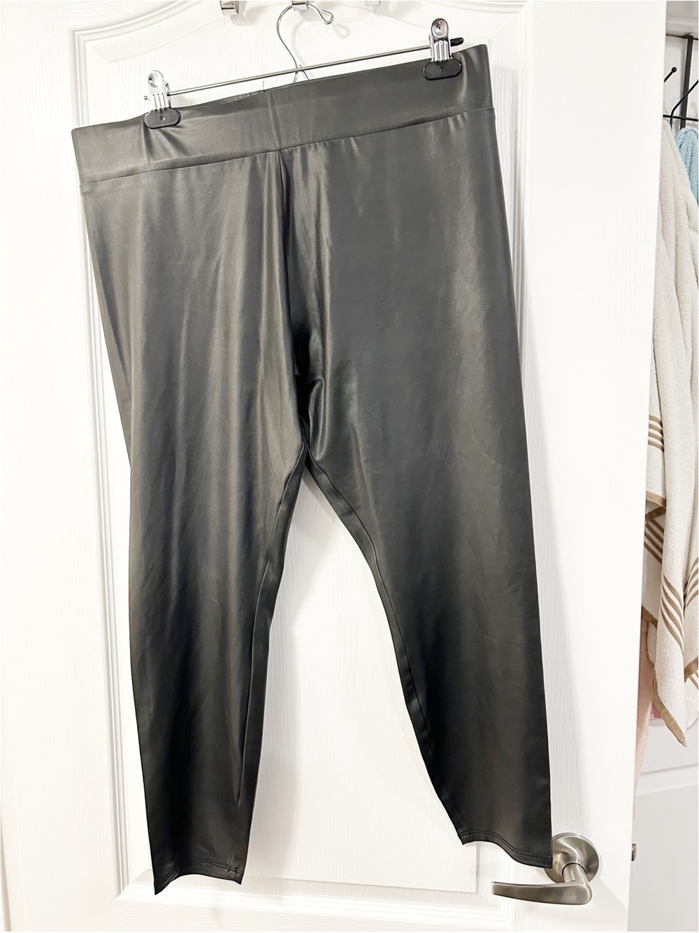 George womens leggings faux leather Black XL business casual whimsigoth Office